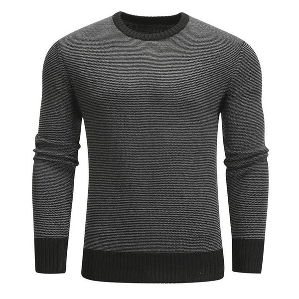 Men's Contrast Neck And Hem Slim Fit Crew Neck Pullover Sweater