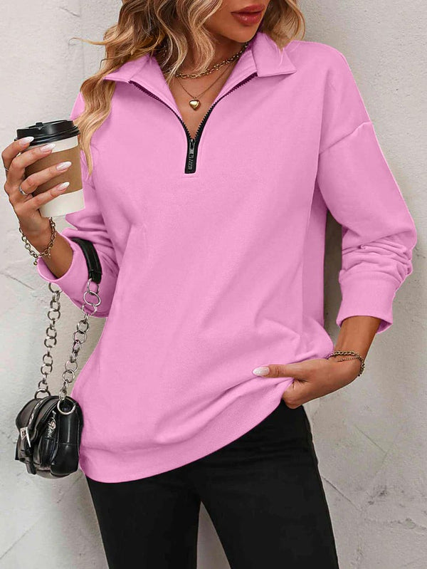 ✨Best-1 Sale Pullover✨Women Fall/Winter Zip-Up Dropped Shoulder Sweatshirt