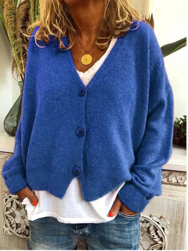Women Fall/Winter Chic V-neck Button Knitwear