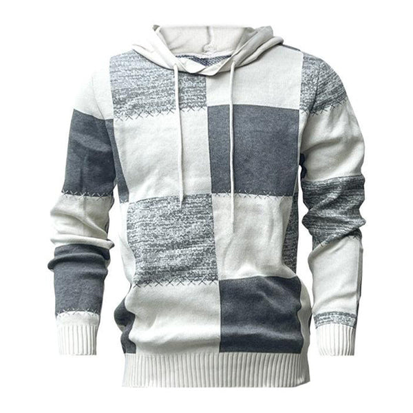 Men's Pullover Contrast Color Block Hoodie Sweater