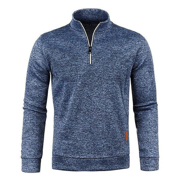 Men's Stand Collar Half Zip Long Sleeve Thin Fleece Sweater